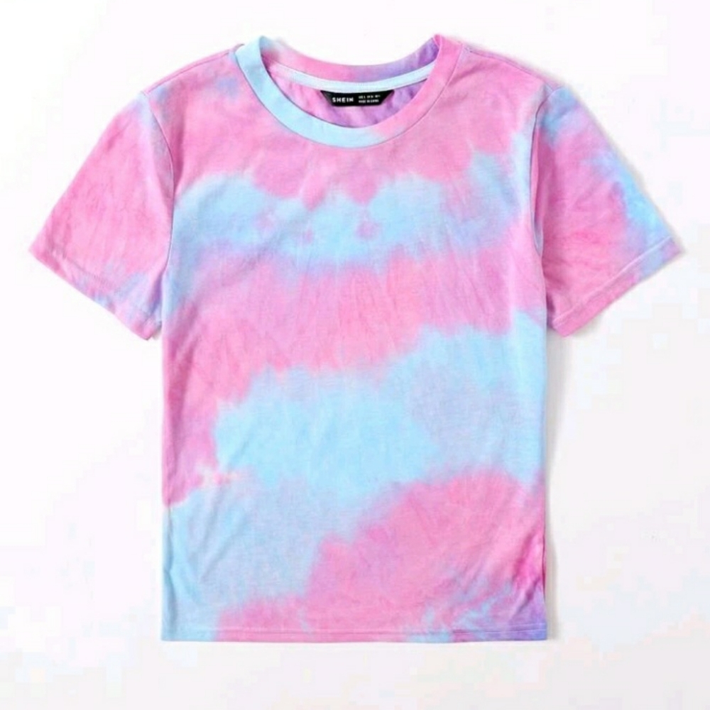 ⚡SHEIN Tie Dye Round Neck Short Sleeve